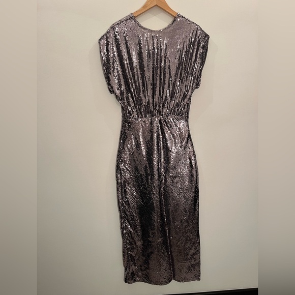 Zara Women’s Sequined Long Dress in Silver - Picture 3 of 7